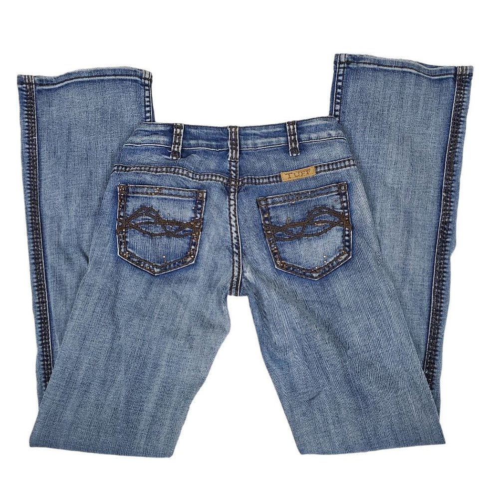 Cowgirl Tuff Dirty Diamond Rhinestone Bling Denim Jeans Boot Cut Distressed